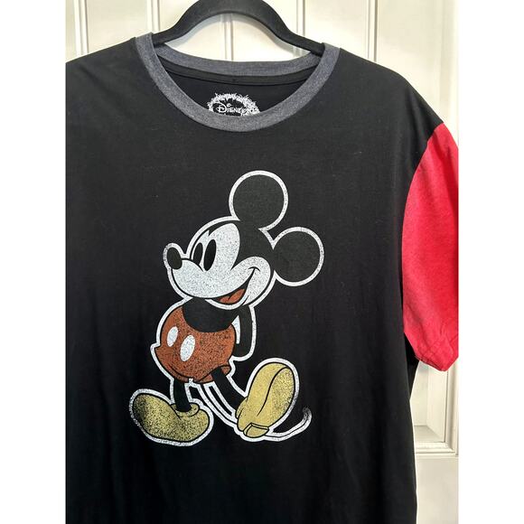 Disney Mickey Mouse Ringer Tee XL Black Red Classic Retro Kidcore Casual Fun - Picture 3 of 7